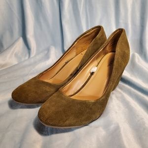 Olive Suede Wedges